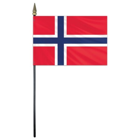 GLOBAL FLAGS UNLIMITED Norway Stick Flag 4"x6" E Gloss 202596